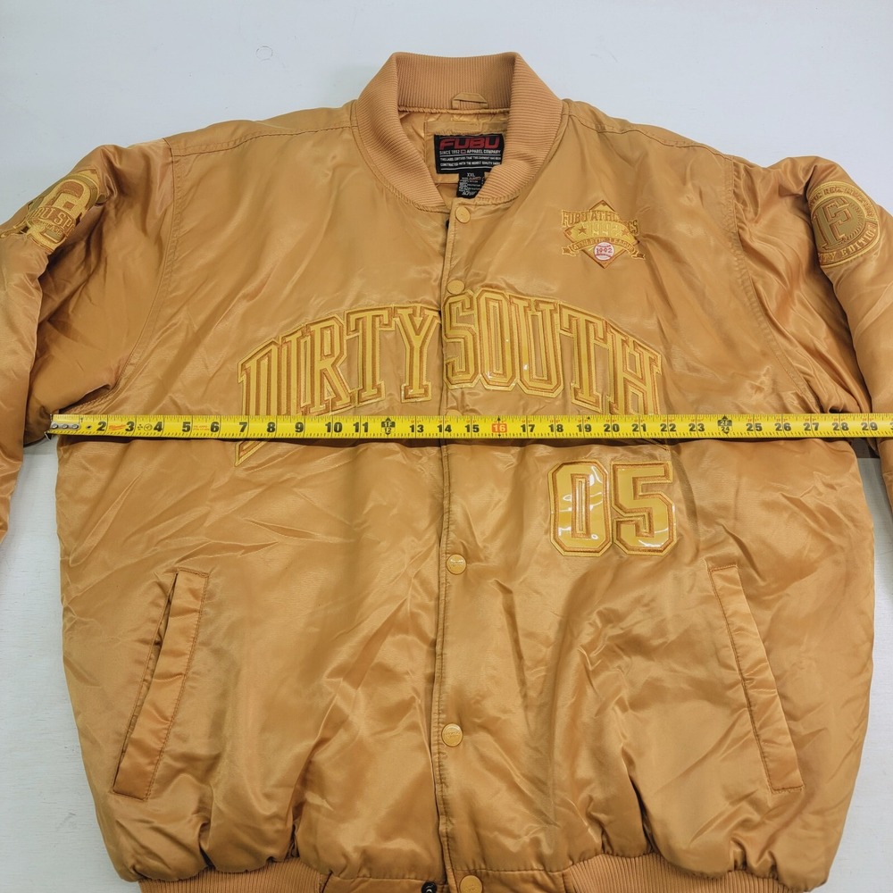 Vintage Fubu 90s Dirty South 05 City Series Gold Quilt Lined Bomber Jacket Rare! - Picture 14 of 16